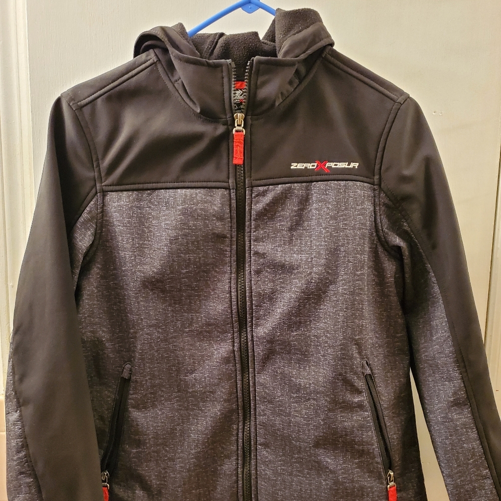 Boys raincoat black and gray large